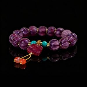 Lion-awakening Glass Glass Lotus Fluorite Bracelet (12mm)