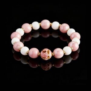 Pink and White Porcelain Peach Blossom Beads (10mm)