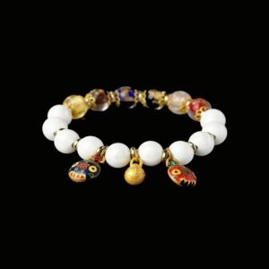 Lucky Golden Beast White Procelain Bracelet (10mm)
