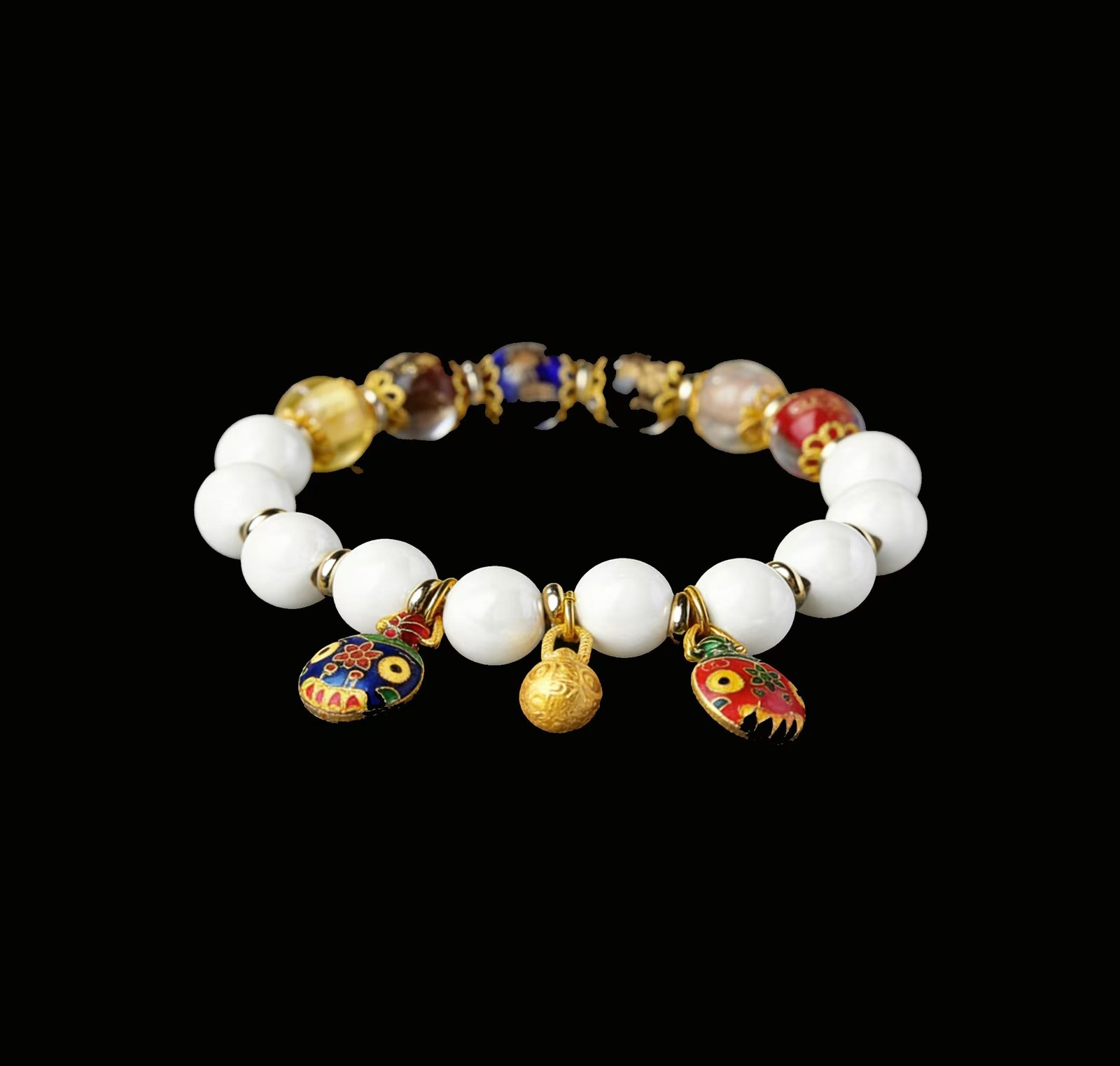 Lucky Golden Beast White Procelain Bracelet (10mm)